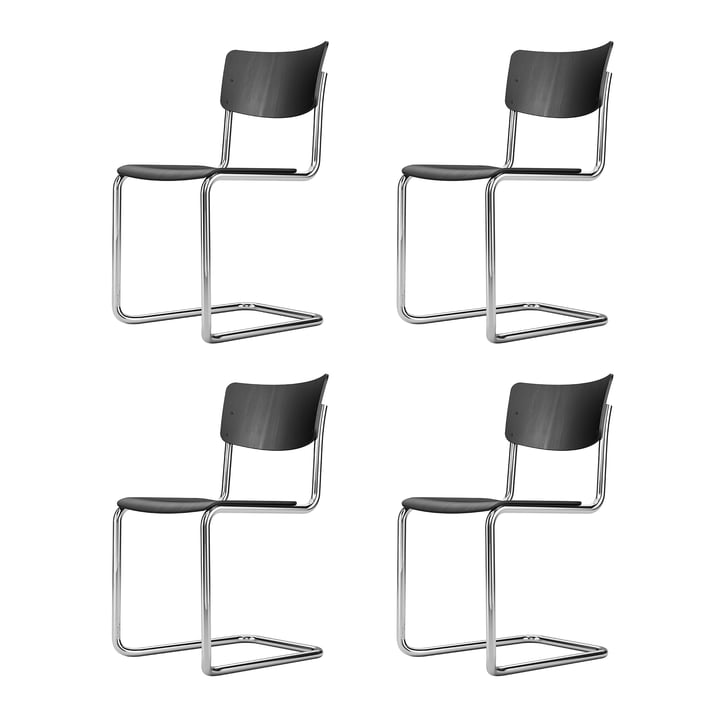 Thonet - S 43 stol, krom / sort (TP 29) (sæt med 4)