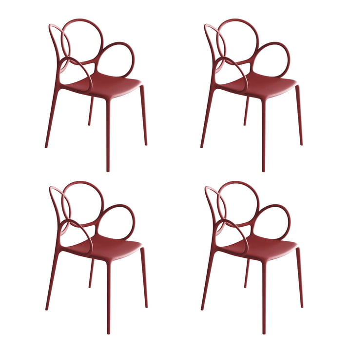 Driade - Sissi lænestol udendørs, mat rød (sæt med 4)