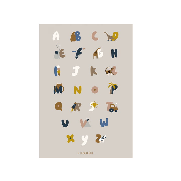 Beverly plakat 50 x 70 cm alfabet /sand af LIEWOOD