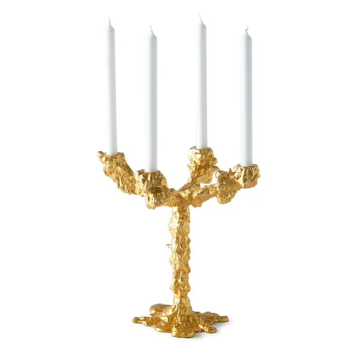 Pols Potten - Drip lysestage, 4 arme, guld