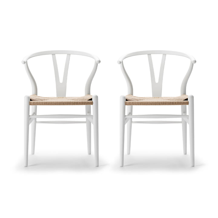 Carl Hansen - CH24 Wishbone Chair, soft white /naturvævet (sæt med 2)