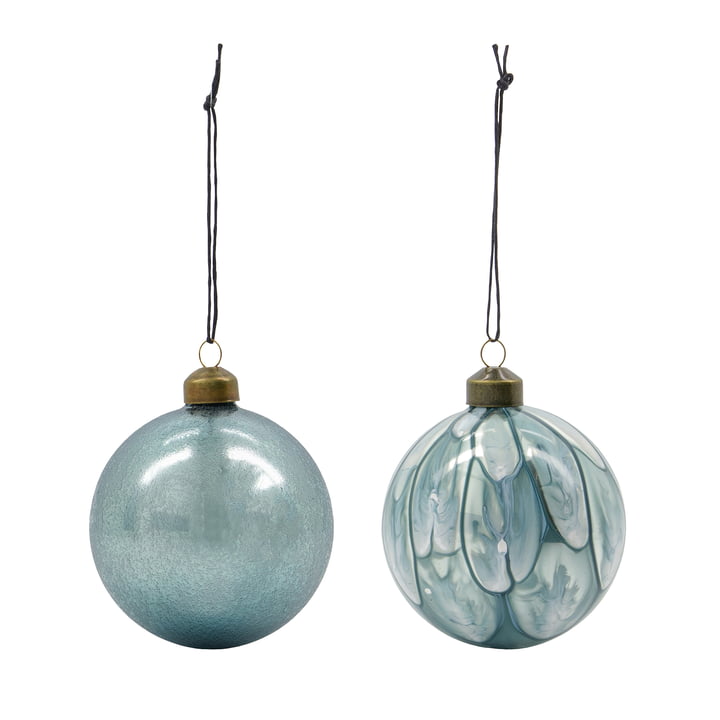 Runy ornamenter fra House Doctor i lyseblå finish (sæt med 2)