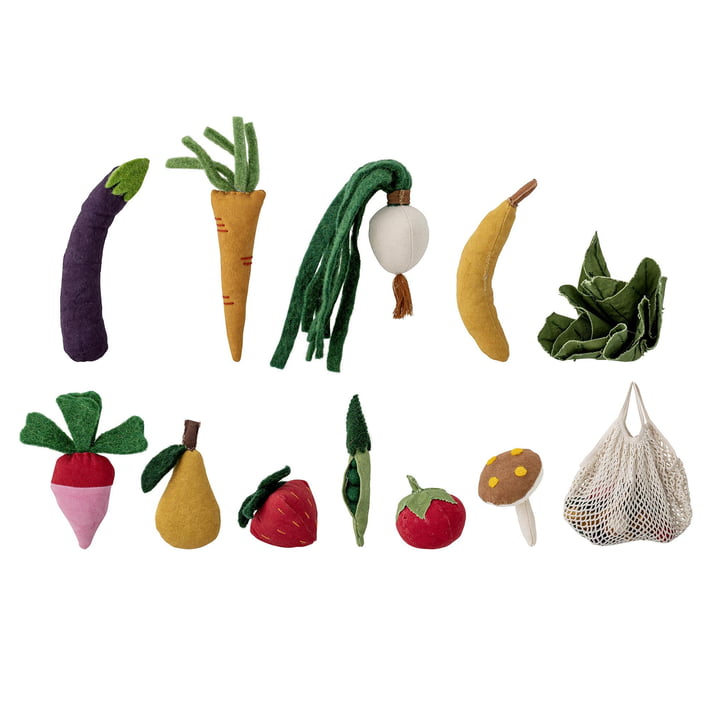 Bloomingville - Mini Elharft legesæt, grøntsager & frugt, flerfarvet (12 stk.)