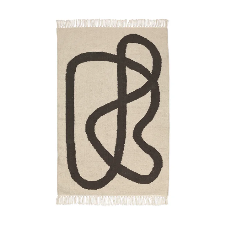 Ferm Living - Lane tæppe, 70 x 105 cm, råhvid / chokolade
