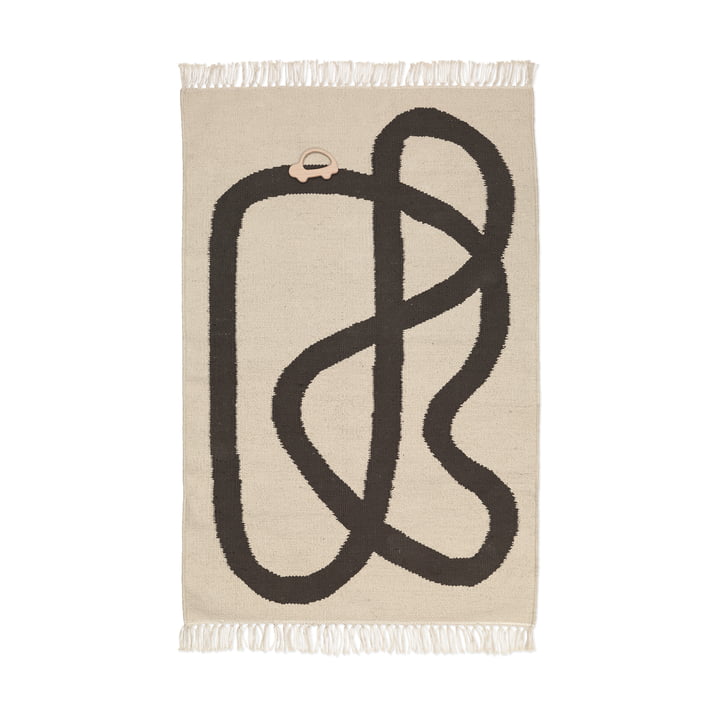Ferm Living - Lane tæppe, 70 x 105 cm, råhvid / chokolade