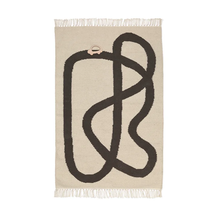 Ferm Living - Lane tæppe, 70 x 105 cm, råhvid / chokolade