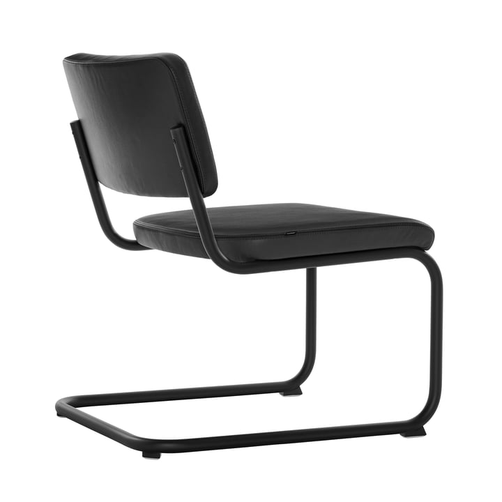 Thonet - S 32 PVL lænestol, RAL 9005 (dyb sort) / sort nappa læder