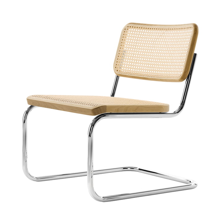 Thonet - S 32 VL lænestol, krom / eg malet med naturlig trælak / stoknet med støttestof