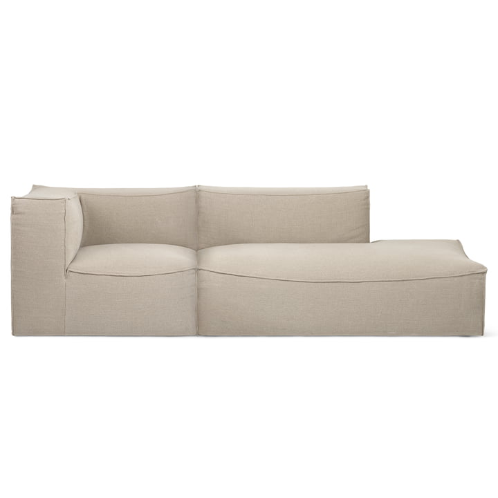 ferm Living - Catena Modular, 3-personers sofa Open End Right, natur (Rich Linen)