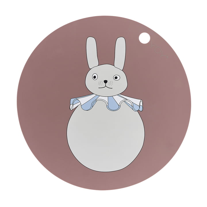 OYOY - Dækkeserviet PomPom, kanin, ⌀ 39 cm, ler