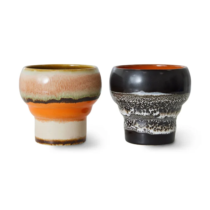 HKliving - 70's lungo krus, 200 ml, basalt (sæt med 2)