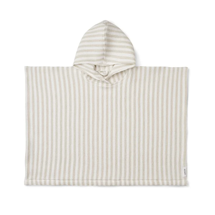 Paco badeponcho, stribet, sprød hvid / sandet fra LIEWOOD