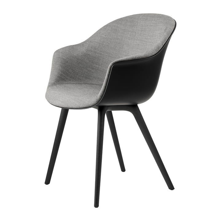 Gubi - Bat Dining Chair Front Polstring (Plastic Base), Sort / Remix 3 (152)