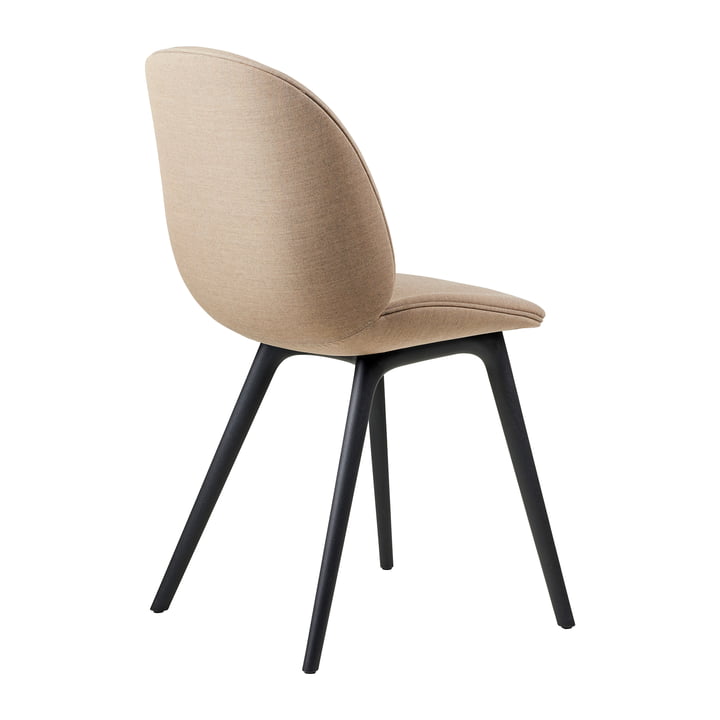 Gubi - Beetle Dining Chair fuldpolstret (Plastic Base), sort / Remix 3 (233)