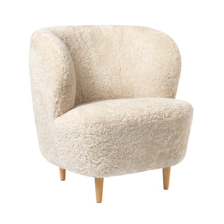 Gubi - Stay Lounge Chair lille, matlakeret eg / Fåreskind Skandilock (måneskin)