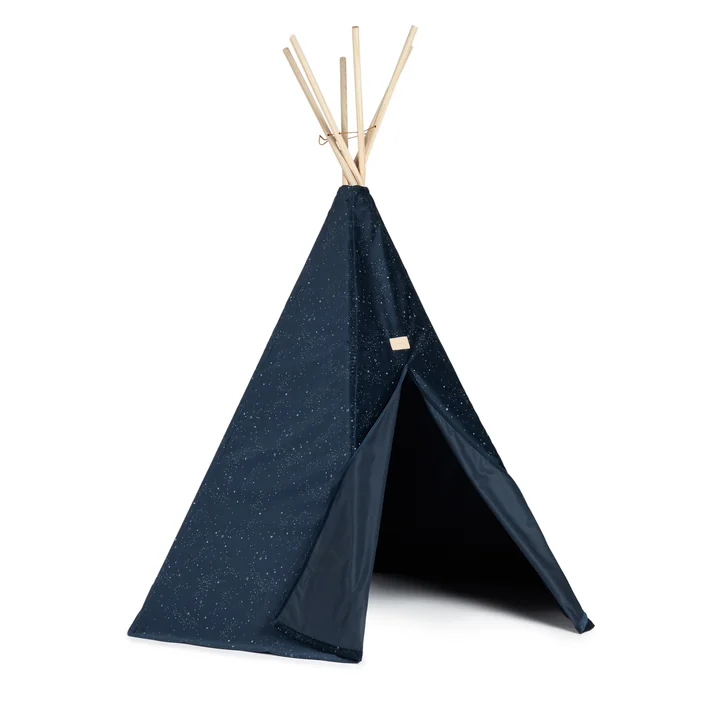Arizona fløjls tipi telt, 128 x 158 cm, natblå sølv mælkevej af Nobodinoz