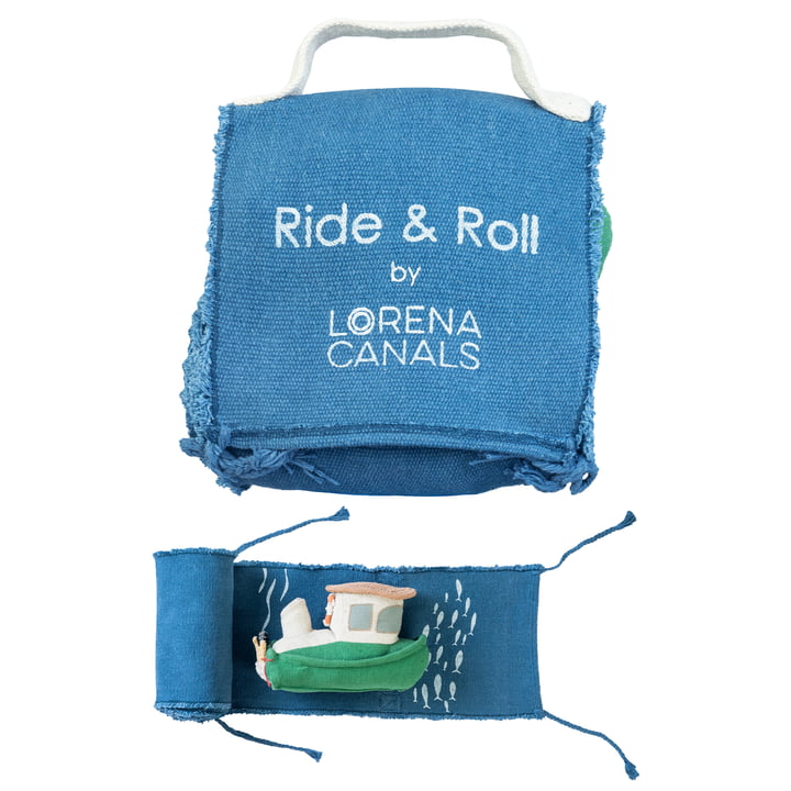 Lorena Canals - Ride & Roll legesæt, båd, blå/grøn (sæt med 2)