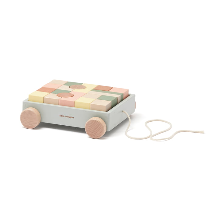 Edvin vogn med træklodser, farverig (sæt med 21 stk.) fra Kids Concept