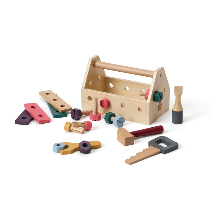 Kid's Hub værktøjskasse med tilbehør, farverig (sæt med 21) fra Kids Concept