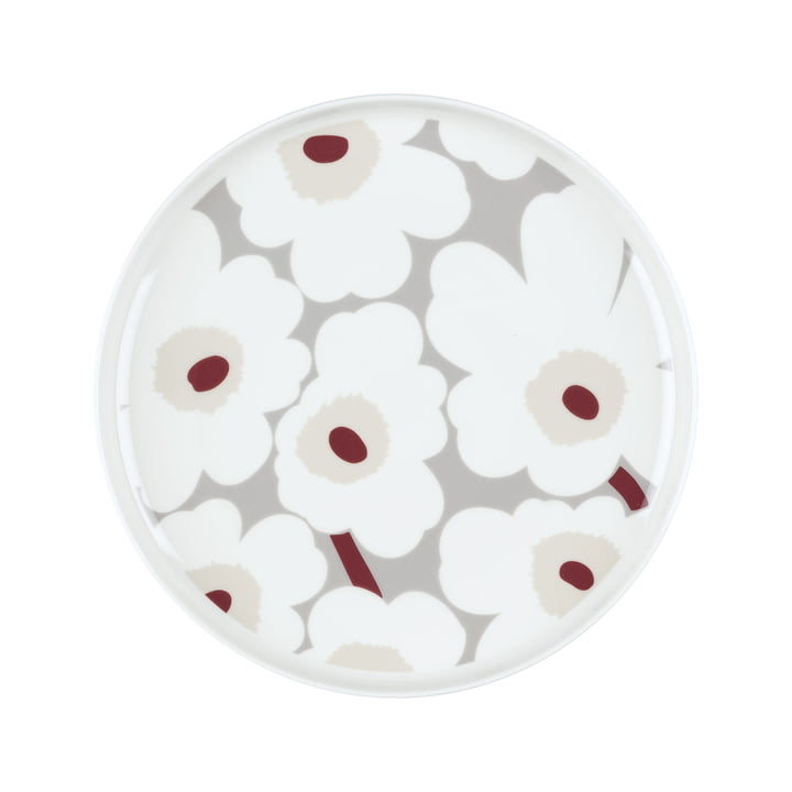 Oiva Unikko tallerken, Ø 25 cm, hvid / lysegrå / rød fra Marimekko