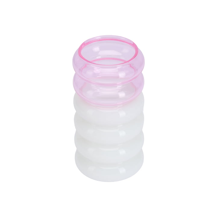 Bubble - 2 i 1 vase & lysestage, H 13,5 cm, pink/mælkehvid fra Design Letters