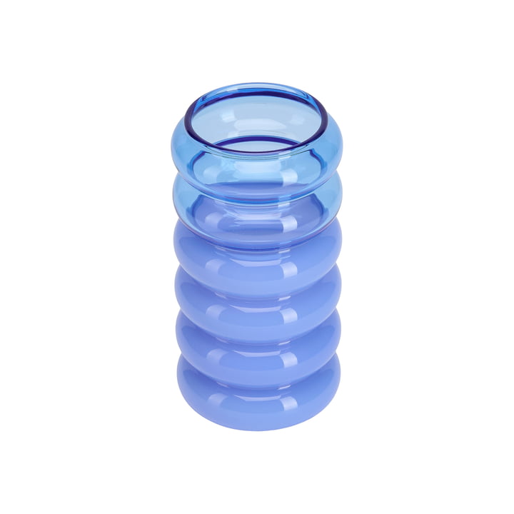 Bubble - 2 i 1 vase & lysestage, H 13,5 cm, blå/mælkeblå fra Design Letters