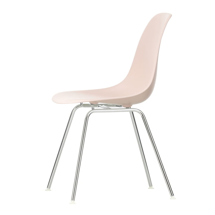 Vitra - Eames Plastic Side Chair DSX RE, forkromet/sart rose (filtglider basic dark)
