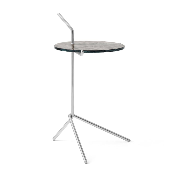 Halten Side Table SH9, røget glas / poleret rustfrit stål fra & Tradition