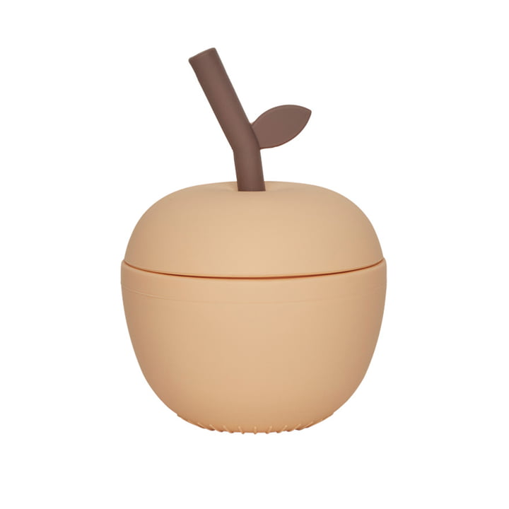 Æblekop med sugerør, fersken fra OYOY Mini