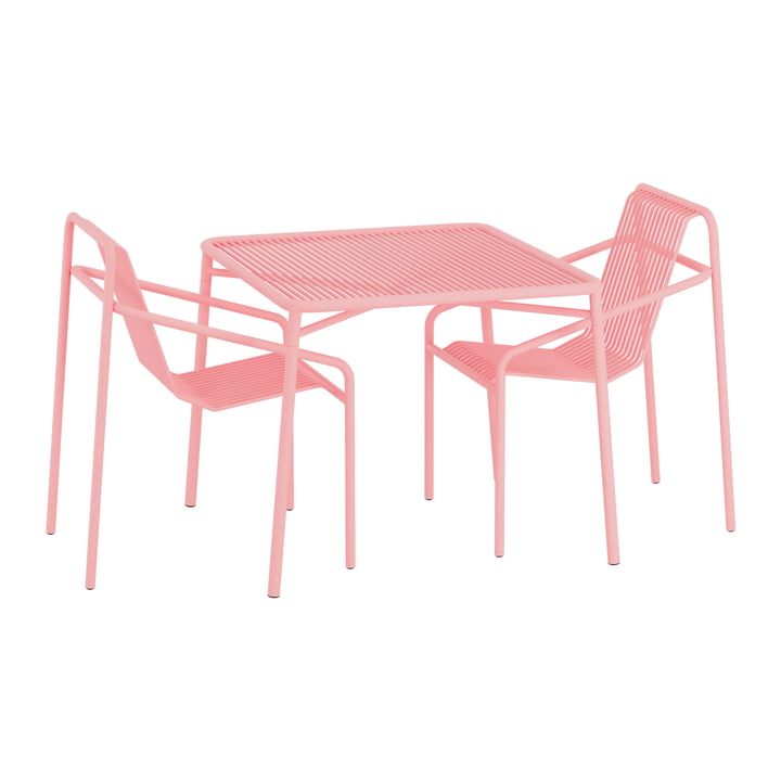 Ivy havesæt (havebord 90 x 90 cm & 2 x havestole), blød pink fra OUT Objekte unserer Tage