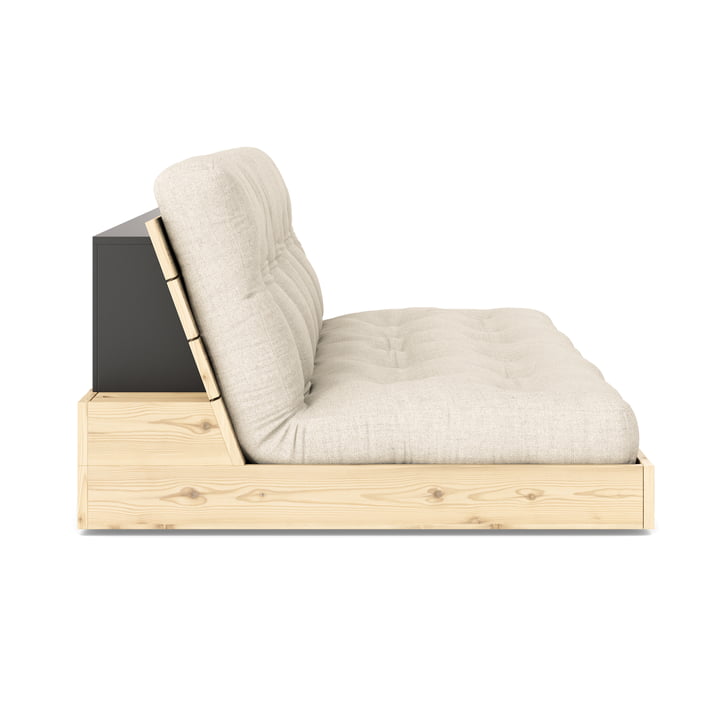 Karup Design - Base sovesofa, klarlakeret fyrretræ/linned