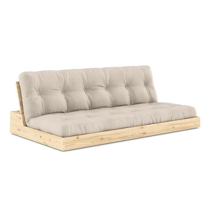 Karup Design - Base sovesofa, klarlakeret fyrretræ/beige