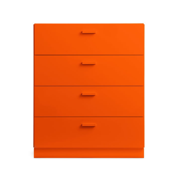 String - Relief kommode med fod, bred, 82 x 41 x 92,2 cm, orange