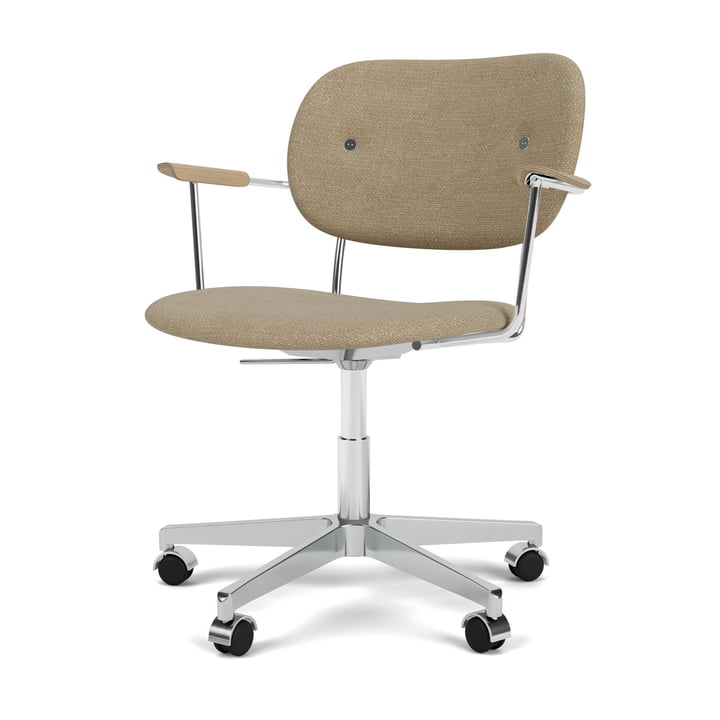 Co Task Chair med armlæn, beige (stof Audo Bouclé 02) fra Audo