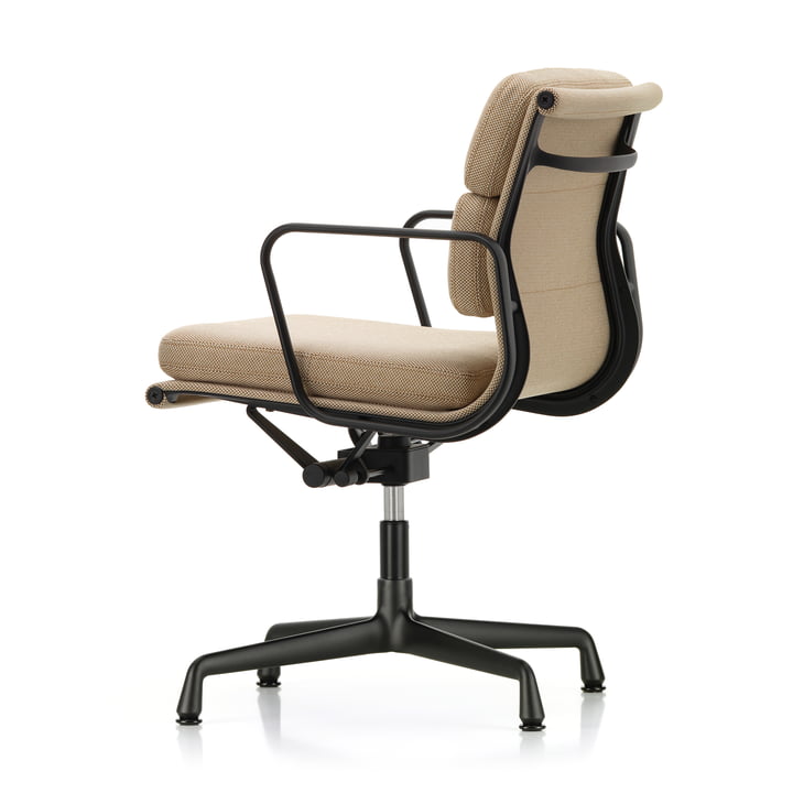 EA 231 Soft Pad kontorstol med armlæn dyb sort, drejelig, Laser RE, papyrus/creme fra Vitra