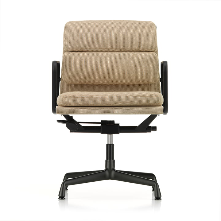 EA 231 Soft Pad kontorstol med armlæn dyb sort, drejelig, Laser RE, papyrus/creme fra Vitra