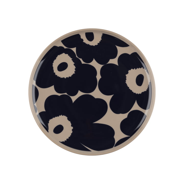 Marimekko - Oiva Unikko tallerken, Ø 20 cm, terra / mørkeblå