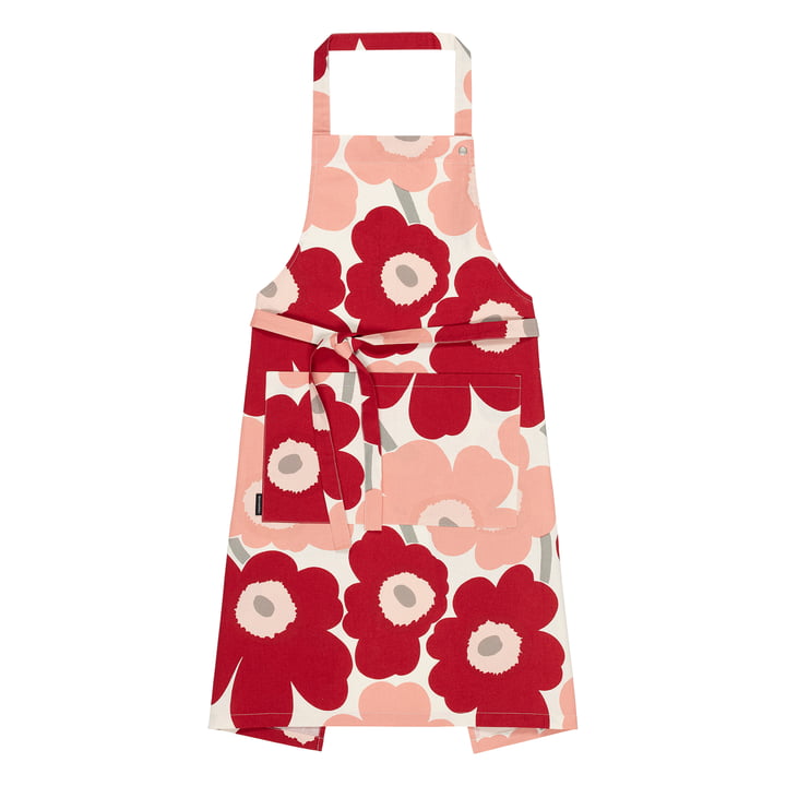 Marimekko - Pieni Unikko forklæde, bomuld / mørk kirsebær / rose