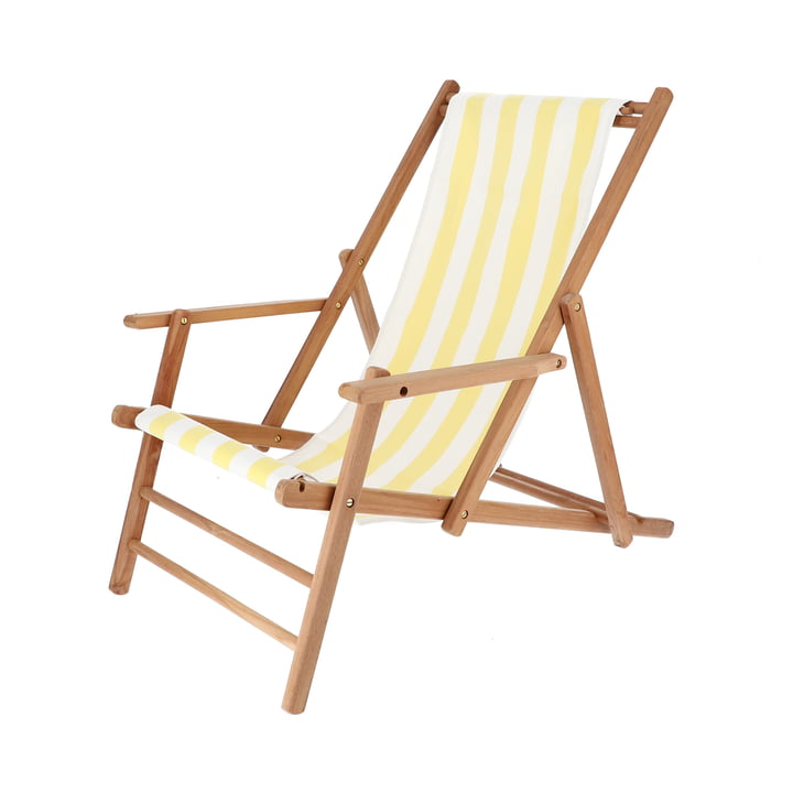 Jan Kurtz - Maxx Deckchair teak, betræk Designers Guild striber gul