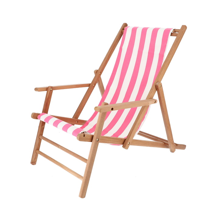 Jan Kurtz - Maxx Deckchair teak, betræk Designers Guild striber pink