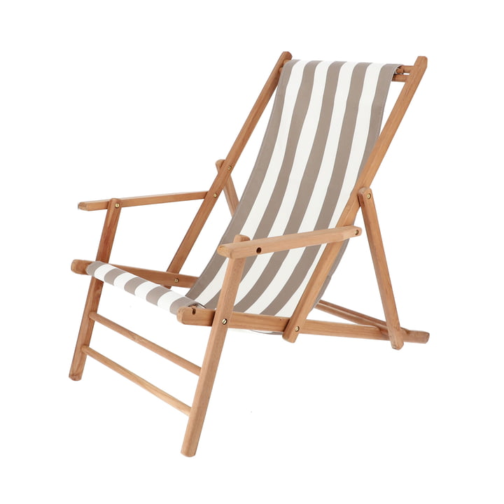 Jan Kurtz - Maxx Deckchair teak, betræk Designers Guild striber taupe