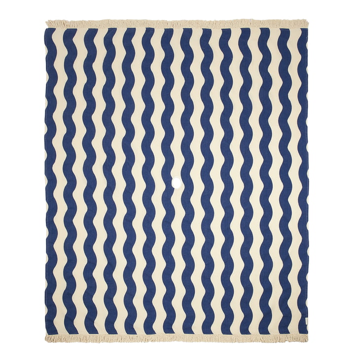 Portofino strandhåndklæde XL, 146 x 175 cm, blå bølger vaffel fra Nobodinoz
