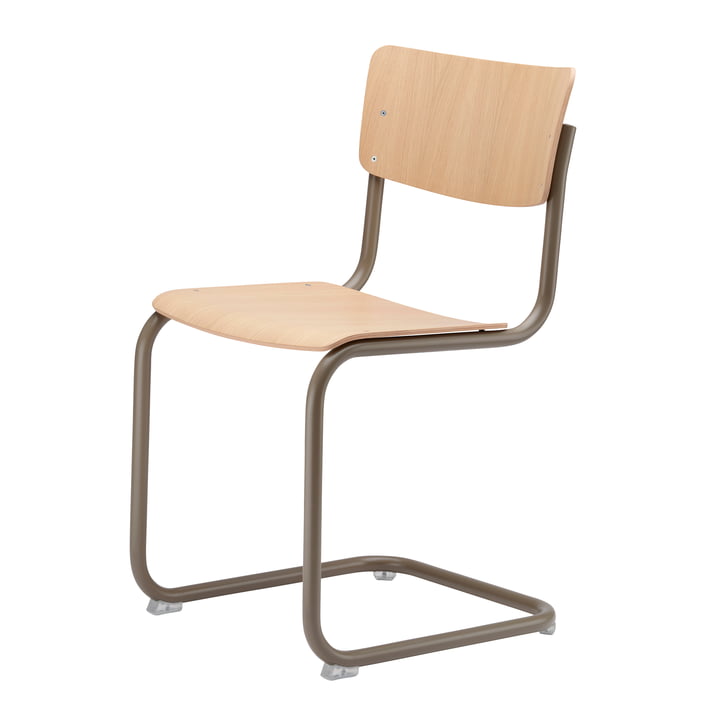 Thonet - S 43 stol, Classics in Color, beige grå / klarlakeret eg