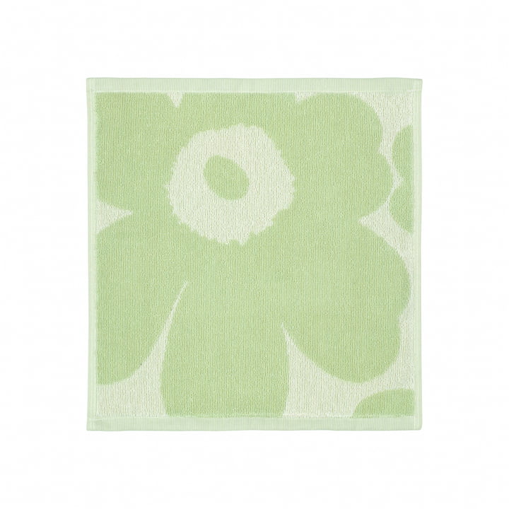 Marimekko - Unikko Solid mini håndklæde, 30 x 30 cm, råhvid / salvie
