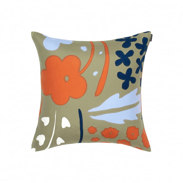 Marimekko - Suvi pudebetræk, 50 x 50 cm, grågrøn / mørkeblå / mursten