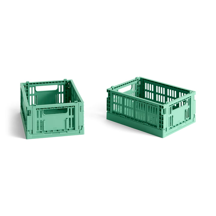 Colour Crate mini, 17 x 13 cm, dark mint, recycled (sæt med 2) fra Hay