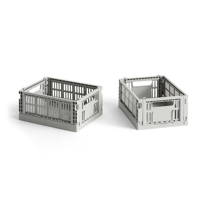 Colour Crate kassekurv Mini, 17 x 13 cm, light grey, recycled (sæt med 2) fra Hay