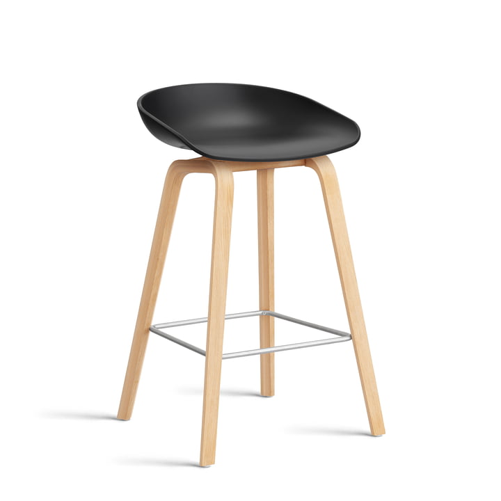 Hay - About A Stool AAS 32 H 75 cm, sæbebehandlet eg / rustfrit stål / sort 2. 0