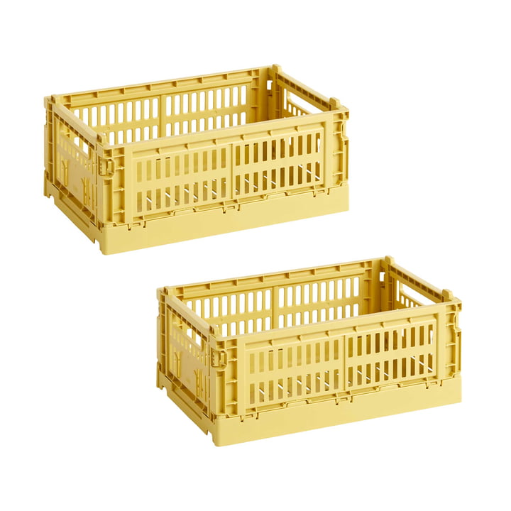 Hay - Colour Crate kurv S, 26,5 x 17 cm, dusty yellow, recycled (sæt med 2)