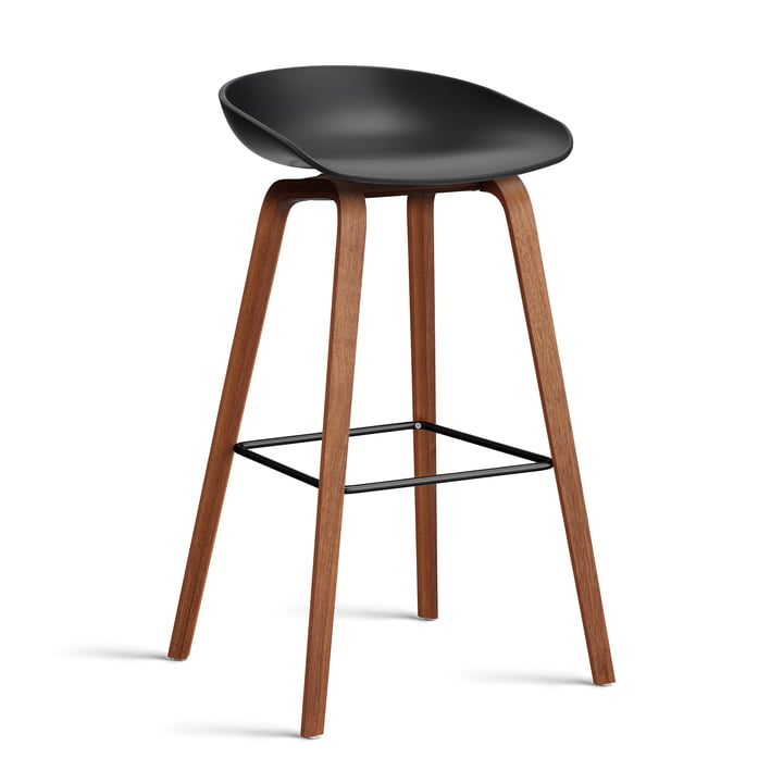 Hay - About A Stool AAS 32 H 85 cm, malet valnød / sort stål / sort 2. 0